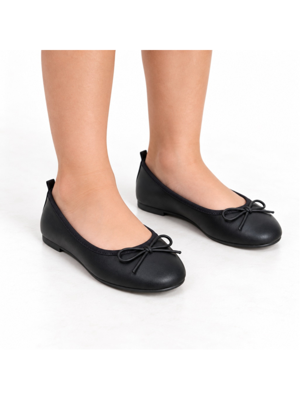 Cat & Jack Girls Black Bow Ballet Flats Size 13 Dress School Shoes